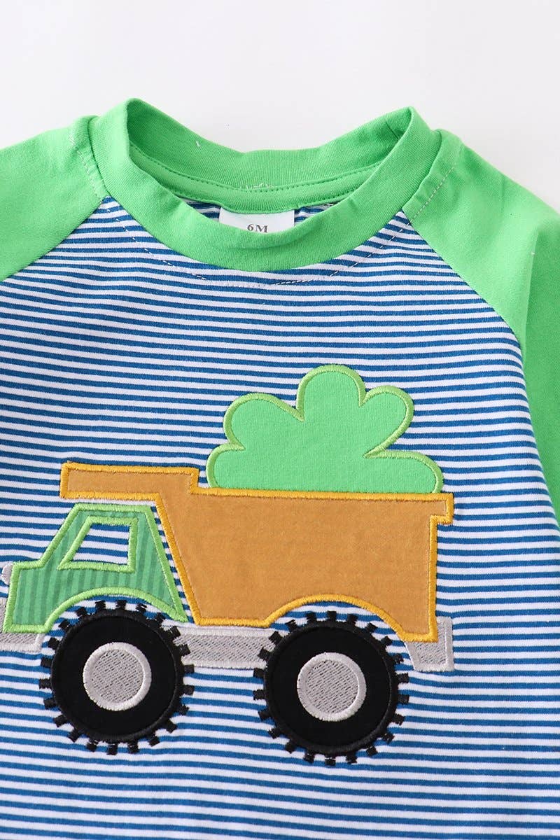 Striped Clover Truck Romper  - Doodlebug's Children's Boutique