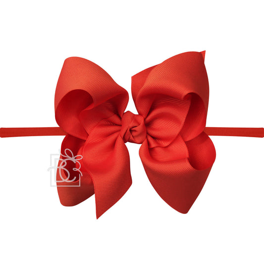 Nylon Headband with Huge Bow in Red  - Doodlebug's Children's Boutique