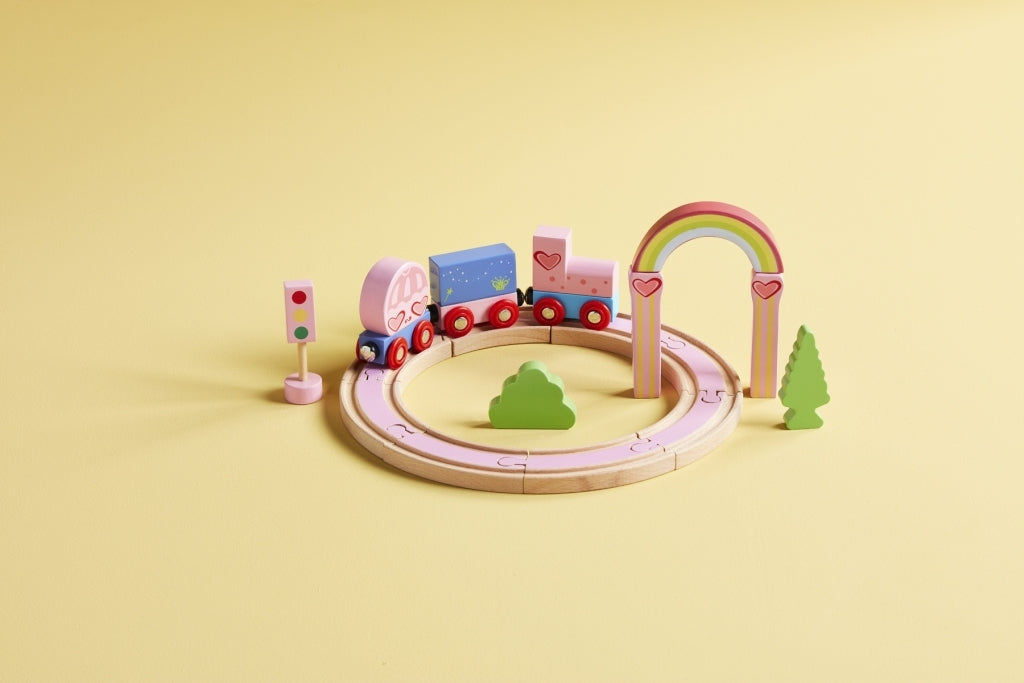 Rainbow Wood Train Set  - Doodlebug's Children's Boutique