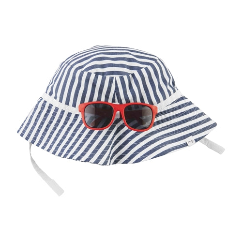 Blue Stripe Sun Hat and Sunglasses Set  - Doodlebug's Children's Boutique