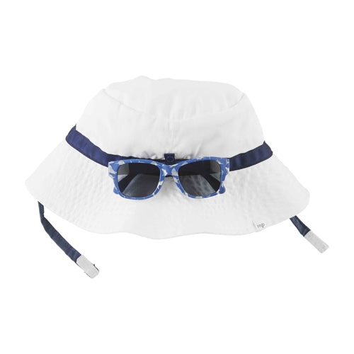 White Sun Hat and Sunglasses Set  - Doodlebug's Children's Boutique