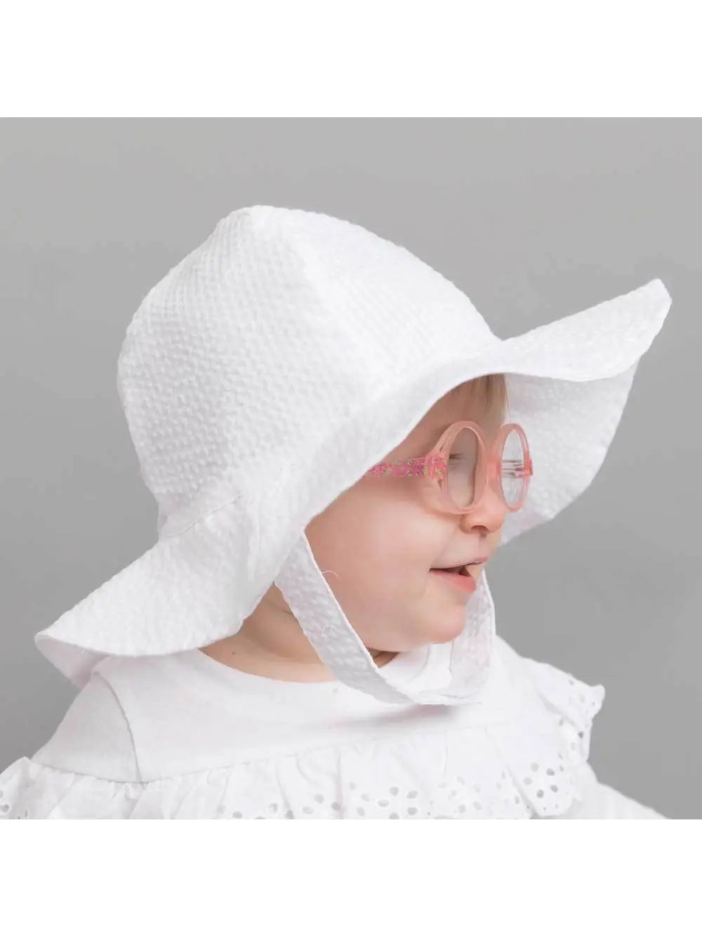 White Seersucker Sun Hat  - Doodlebug's Children's Boutique