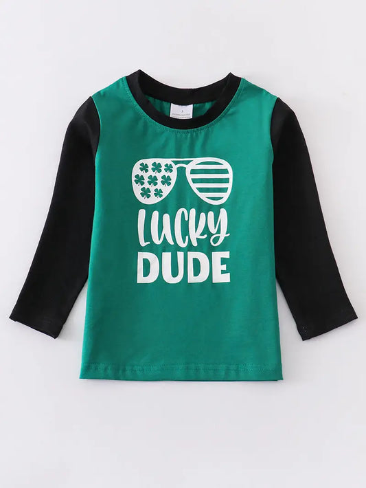 Lucky Dude Long Sleeve Raglan  - Doodlebug's Children's Boutique