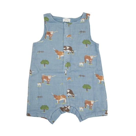 Shortie Romper in Longhorn Cows  - Doodlebug's Children's Boutique