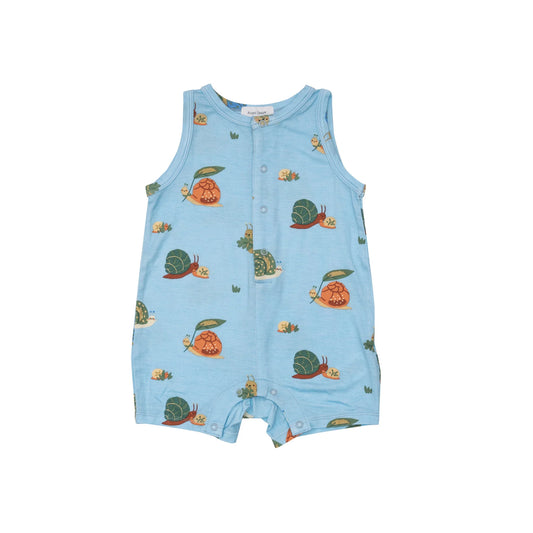 Shortie Romper in Snails  - Doodlebug's Children's Boutique