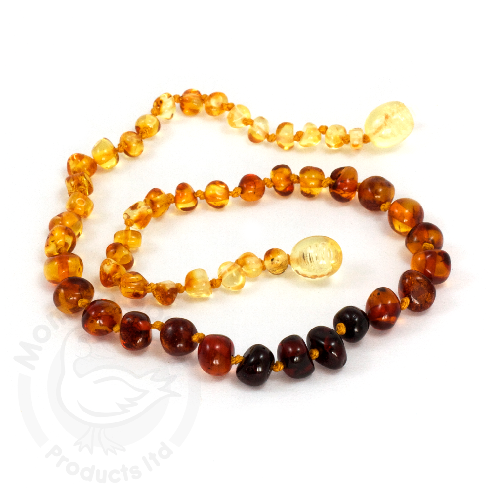 Baltic Amber Teething Necklace Baroque Rainbow  - Doodlebug's Children's Boutique