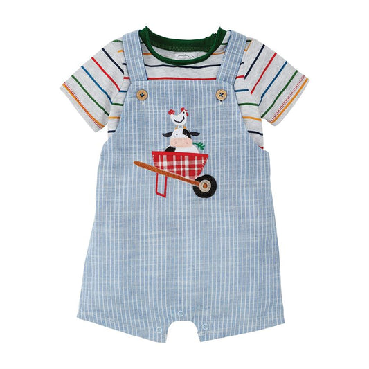 Cow Ticking Overall Set  - Doodlebug's Children's Boutique