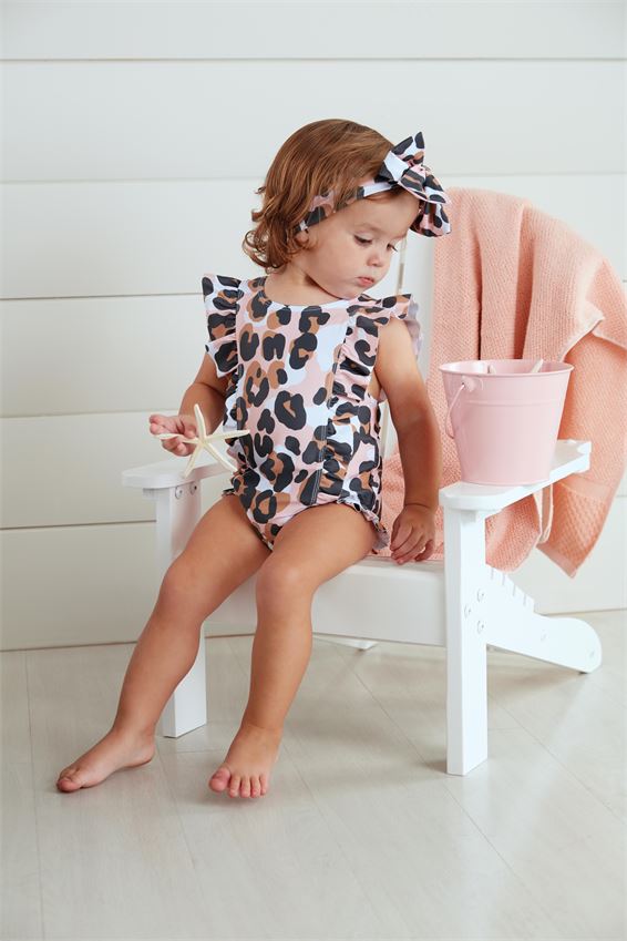 Leopard Swimsuit and Headband Set  - Doodlebug's Children's Boutique