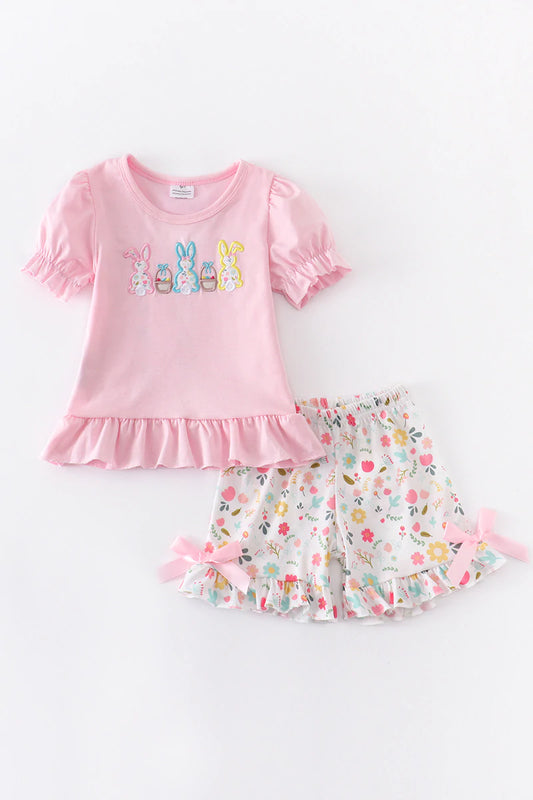 Pink Easter Short Set  - Doodlebug's Children's Boutique