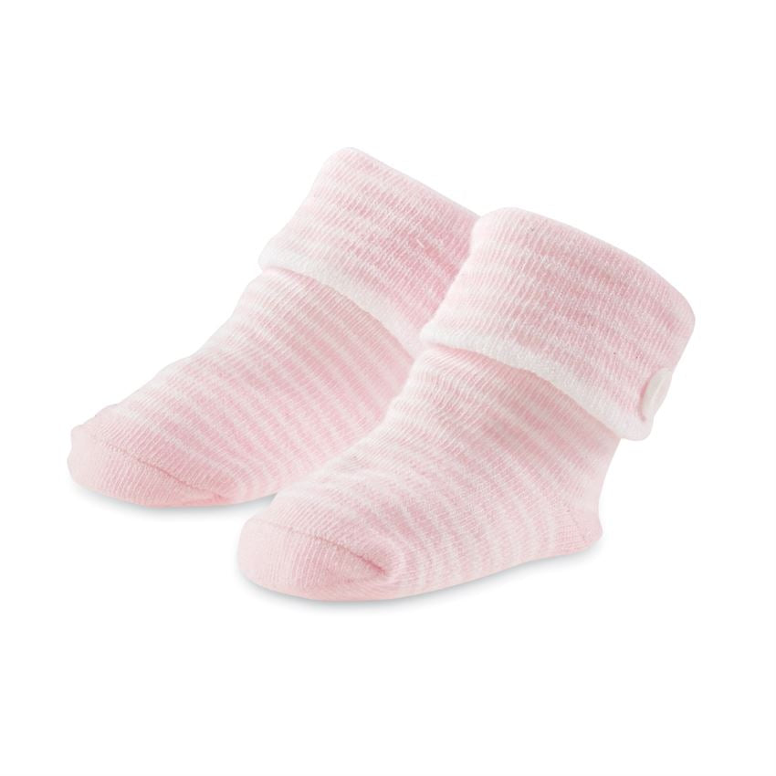Pink Striped Button Socks  - Doodlebug's Children's Boutique