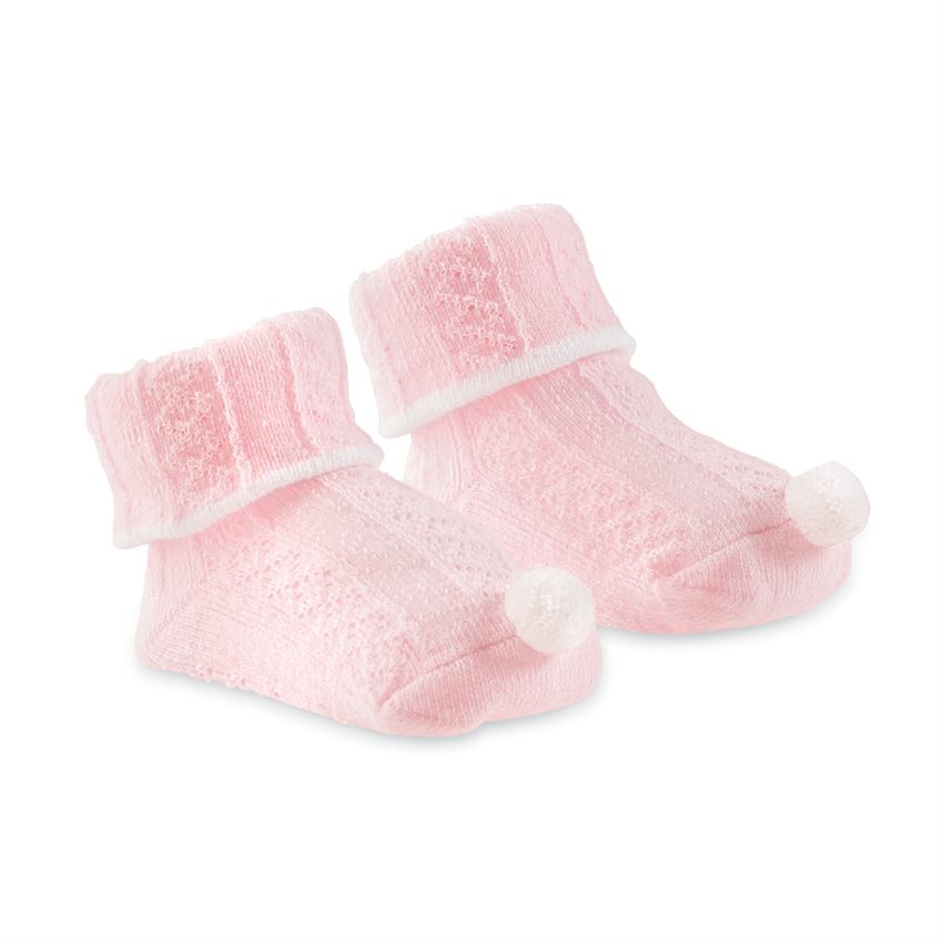 Pink Pom Cable Knit Socks  - Doodlebug's Children's Boutique