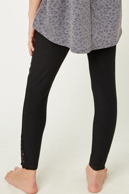 Lace Trim Brushed Leggings in Black  - Doodlebug's Children's Boutique