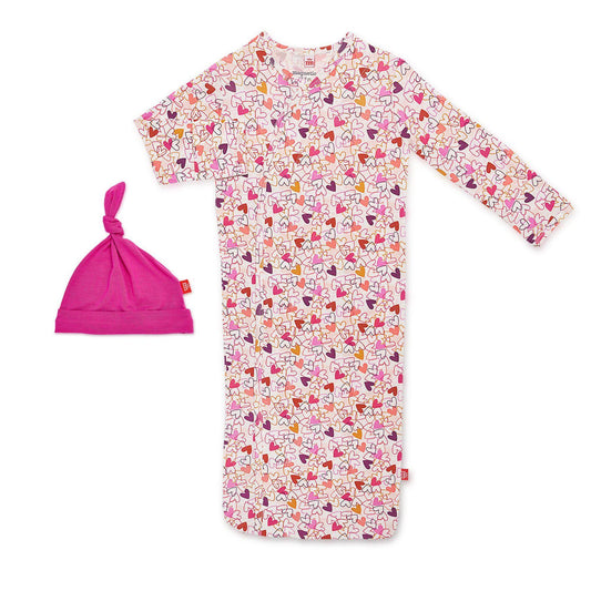 Heart to Heart Modal Magnetic Gown and Hat Set  - Doodlebug's Children's Boutique