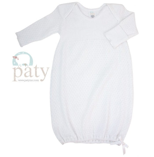 White Lap Shoulder Gown Preemie (With Bow) - Doodlebug's Children's Boutique