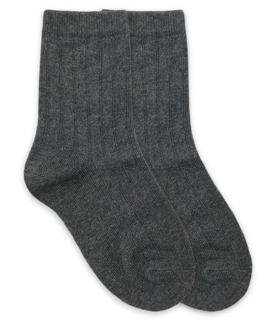 Cotton Rib Crew Socks in Charcoal  - Doodlebug's Children's Boutique