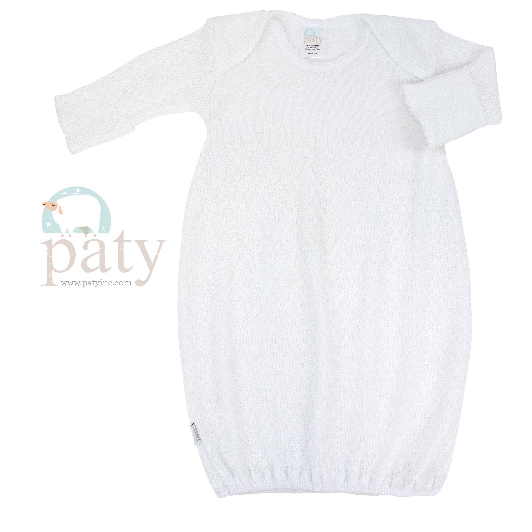 White Lap Shoulder Gown Newborn (No Bow) - Doodlebug's Children's Boutique