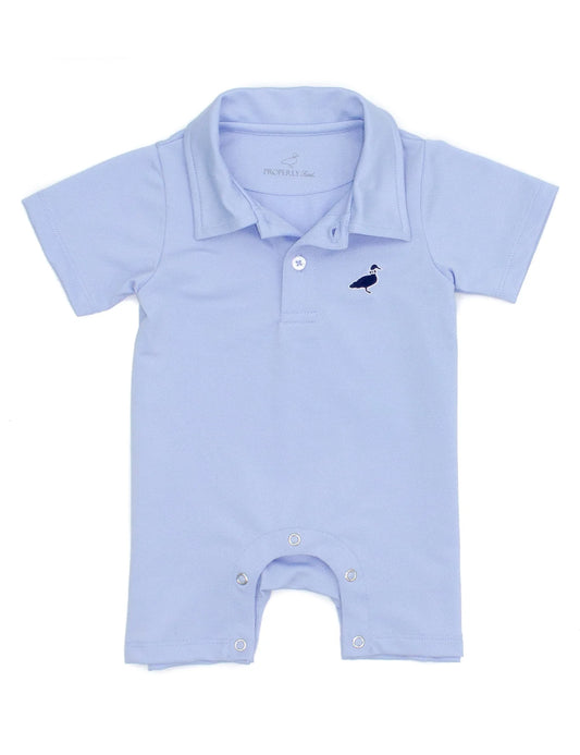 Baby Canal Polo Shortall in Light Blue  - Doodlebug's Children's Boutique