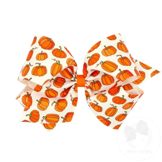Pumpkin Print King Bow  - Doodlebug's Children's Boutique