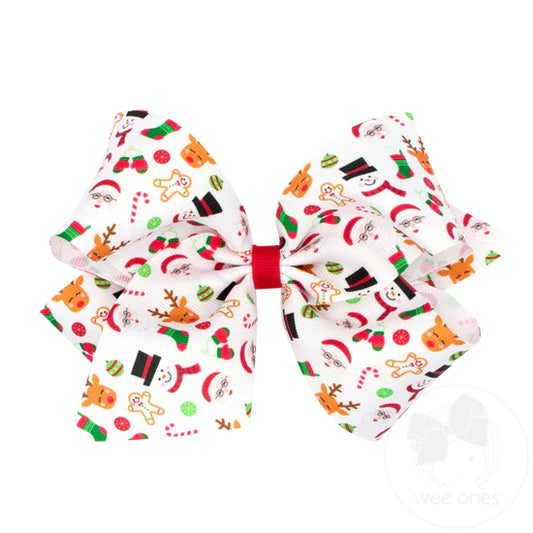 Christmas Character Print King Bow  - Doodlebug's Children's Boutique
