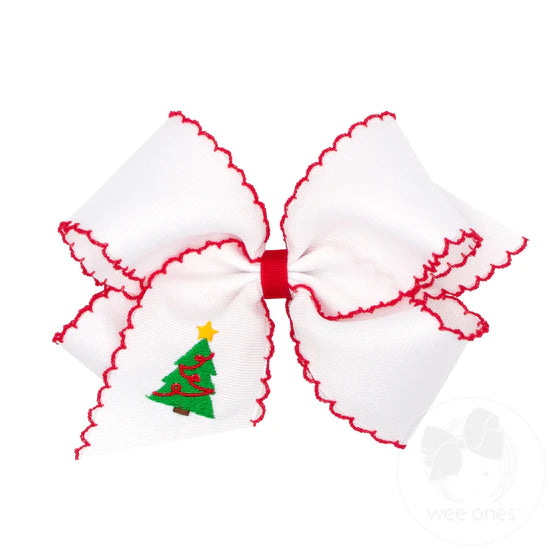 Christmas Tree Moonstitch King Bow  - Doodlebug's Children's Boutique