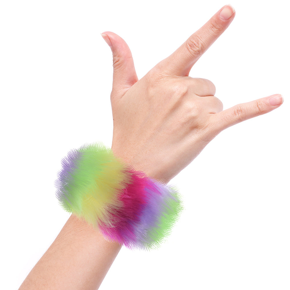 Neon Stripes Fuzzy Slap Bracelet  - Doodlebug's Children's Boutique
