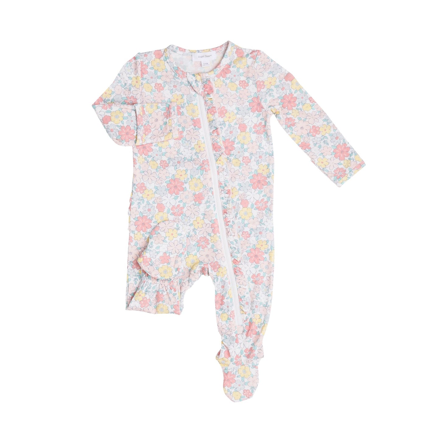 Ruffle Back Zipper Footie in Sweet Ditsy  - Doodlebug's Children's Boutique
