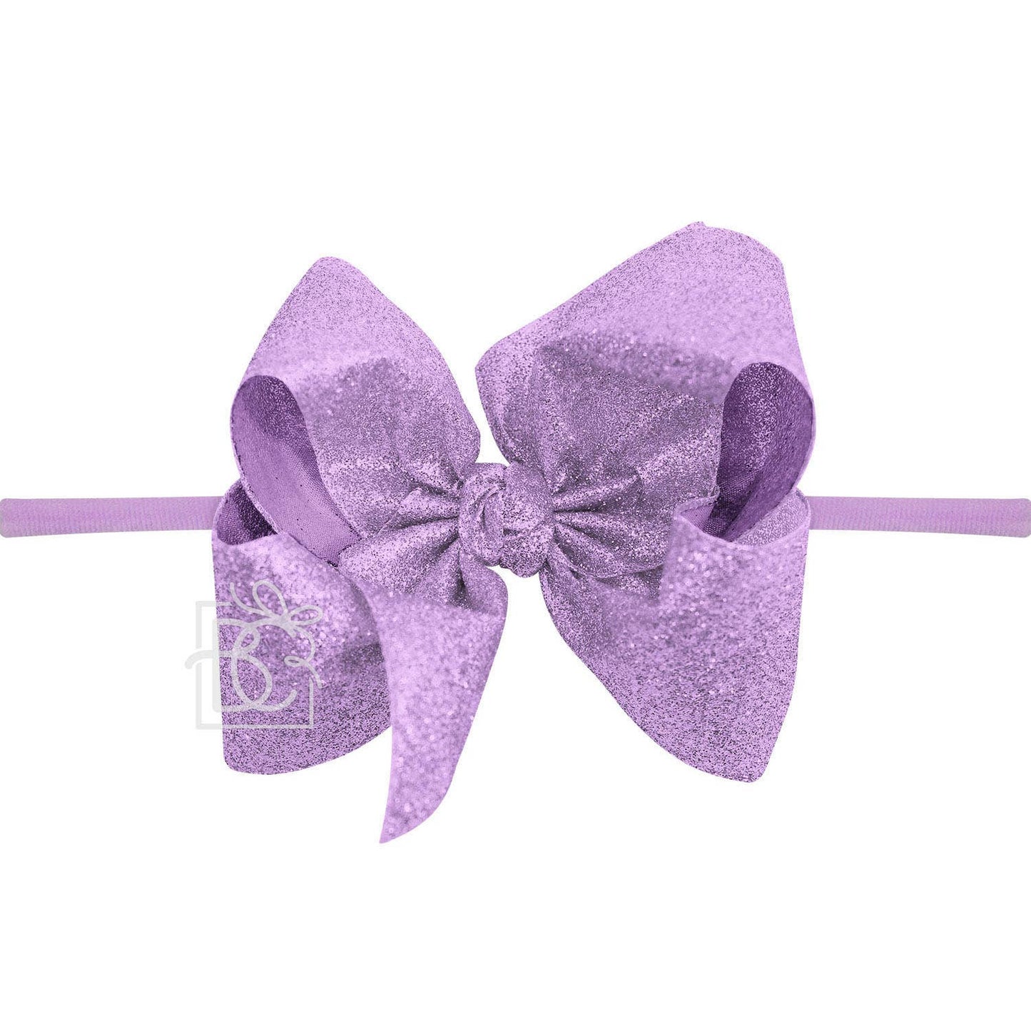 Nylon Headband with Huge Glitter Bow  in Orchid  - Doodlebug's Children's Boutique
