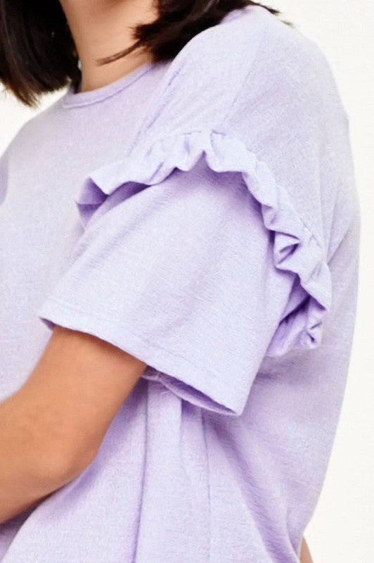 Lavender Ruffle Sleeve Knit Top  - Doodlebug's Children's Boutique