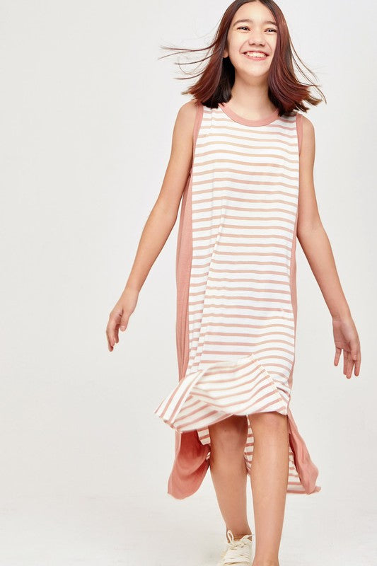 Color Block Stripe Midi Dress  - Doodlebug's Children's Boutique