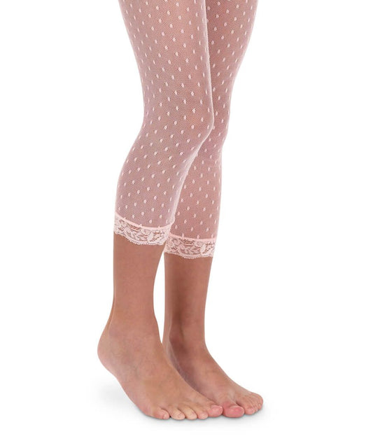 Dots and Frills Crop Tights in Pink  - Doodlebug's Children's Boutique