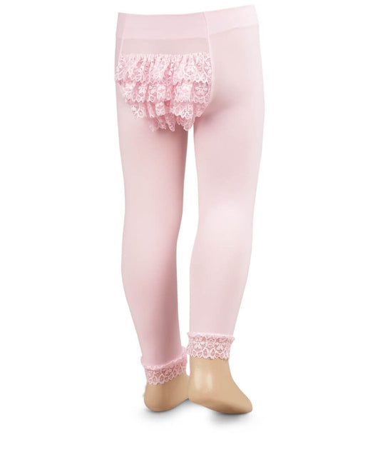 Ruffle Footless Tights in Pink  - Doodlebug's Children's Boutique