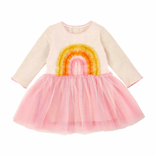 Rainbow Long Sleeve Mesh Dress  - Doodlebug's Children's Boutique