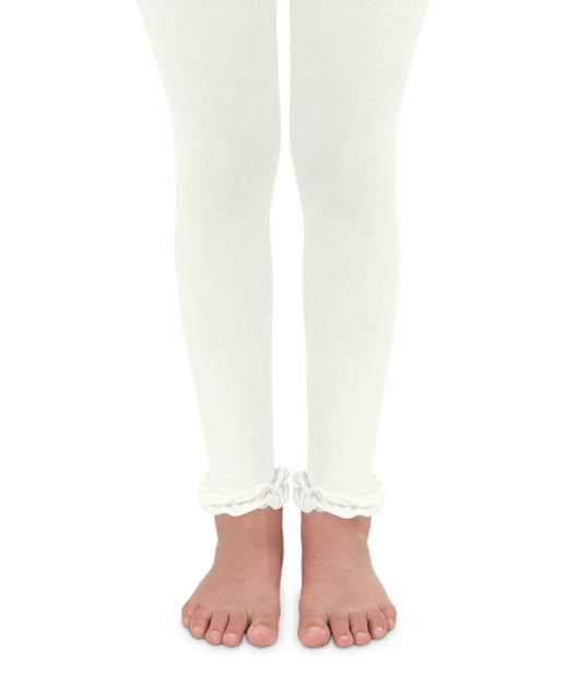 Footless Ruffle Tights in Ivory  - Doodlebug's Children's Boutique