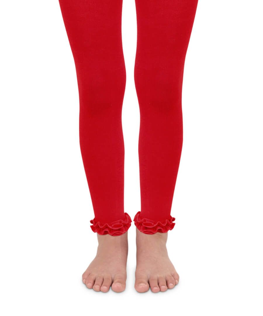 Footless Ruffle Tights in Red  - Doodlebug's Children's Boutique