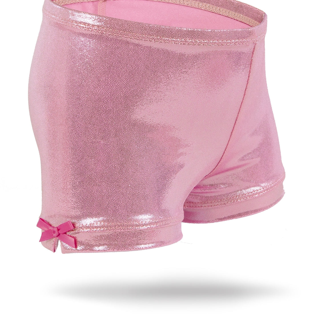 Carnation Pink Shimmer Spandex Shorts  - Doodlebug's Children's Boutique