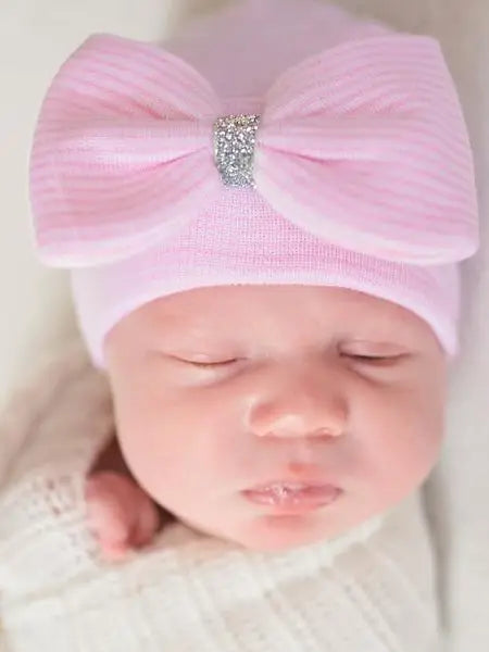 Silver Shimmer Newborn Hospital Hat  - Doodlebug's Children's Boutique
