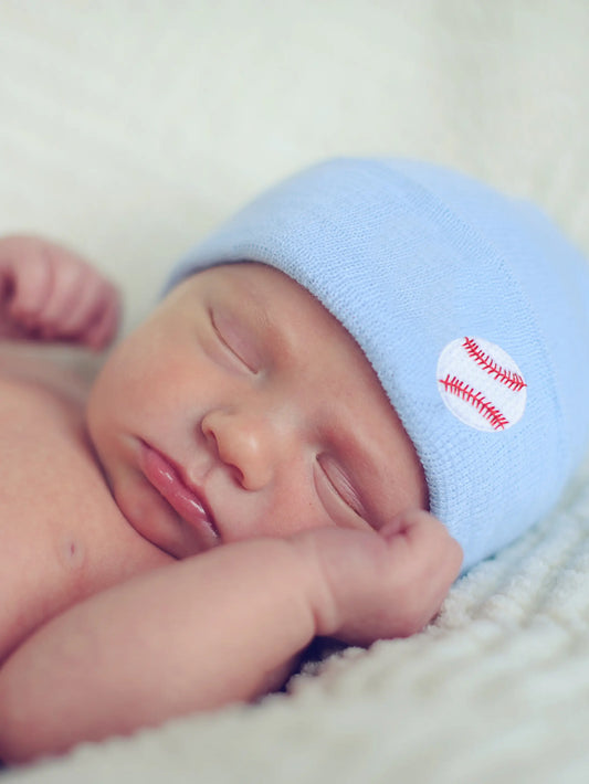 Blue Baseball Newborn Hospital Hat  - Doodlebug's Children's Boutique