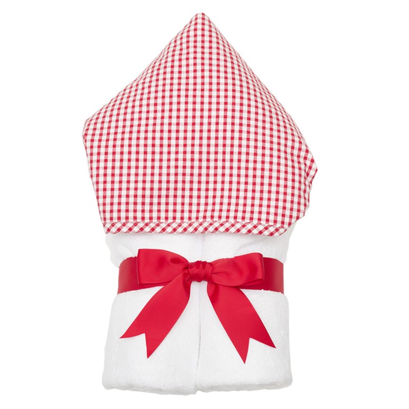 Red Check Everykid Hooded Towel Red Check - Doodlebug's Children's Boutique