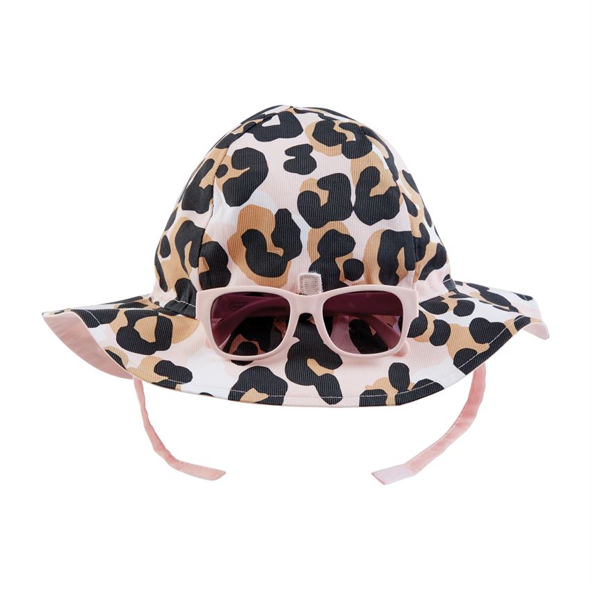Sun Hat and Sunglasses Set in Leopard  - Doodlebug's Children's Boutique