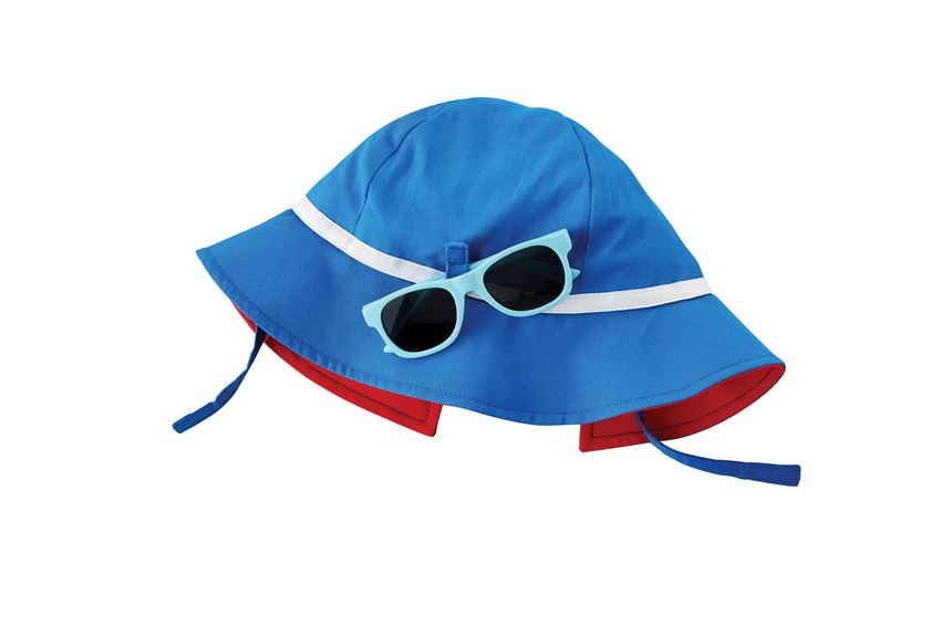 Sun Hat and Sunglasses Set in Blue and Red  - Doodlebug's Children's Boutique