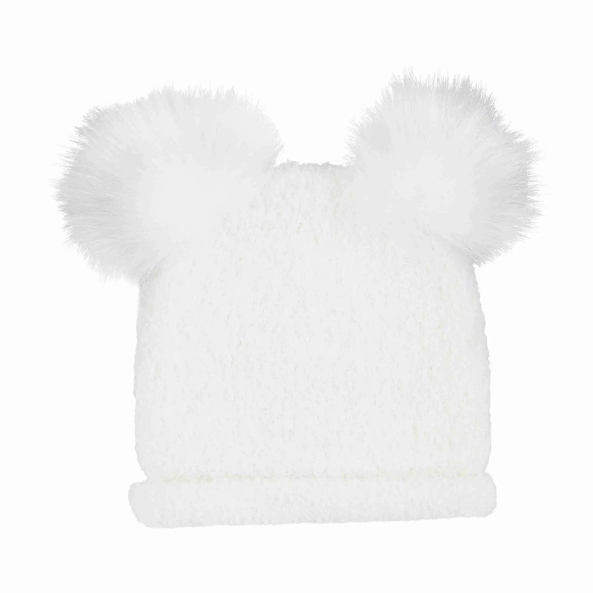 Ivory Fur Pom Chenille Hat  - Doodlebug's Children's Boutique