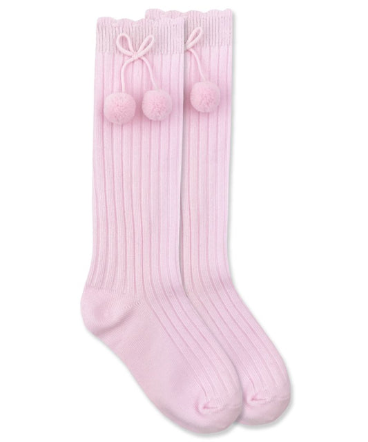 Pom Pom Knee High Socks in Pink  - Doodlebug's Children's Boutique