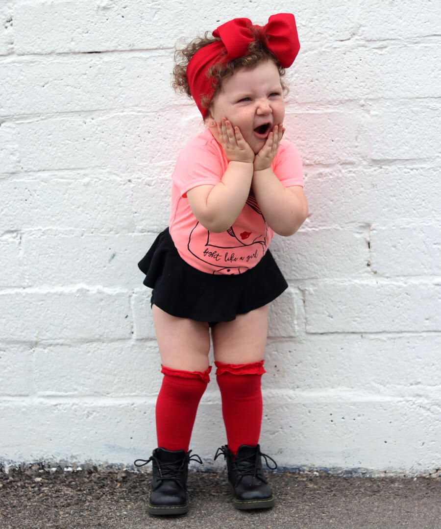 Ruffle Knee High in Red  - Doodlebug's Children's Boutique