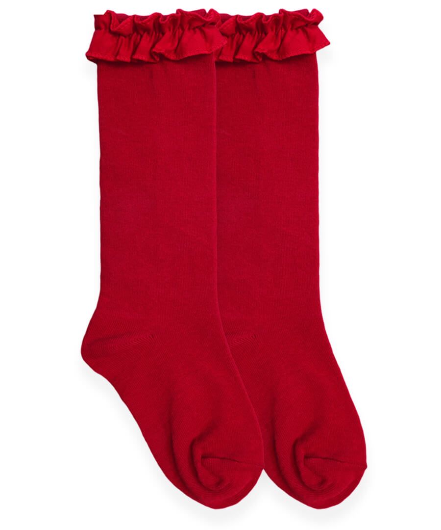 Ruffle Knee High in Red  - Doodlebug's Children's Boutique