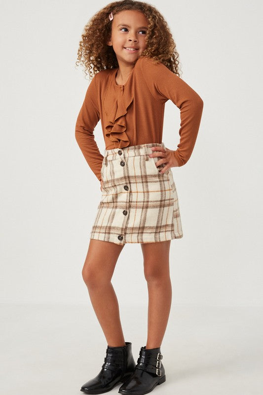 Checkered button shop up skirt