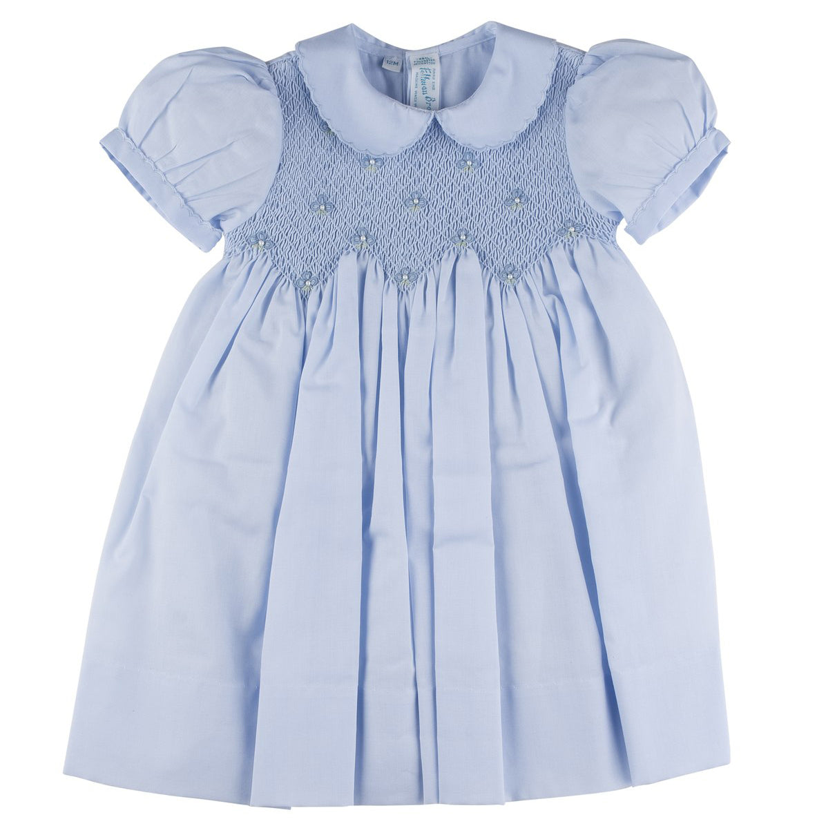 Scalloped Pearl Smocked Dress in Blue  - Doodlebug's Children's Boutique