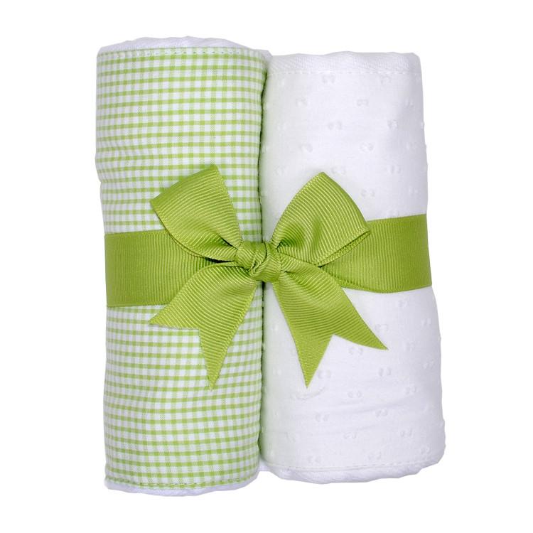 Green Gingham and White 2 Pack Burp Pad Set Green Gingham and White - Doodlebug's Children's Boutique