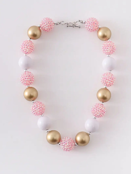 Pink and Gold Chunky Necklace  - Doodlebug's Children's Boutique