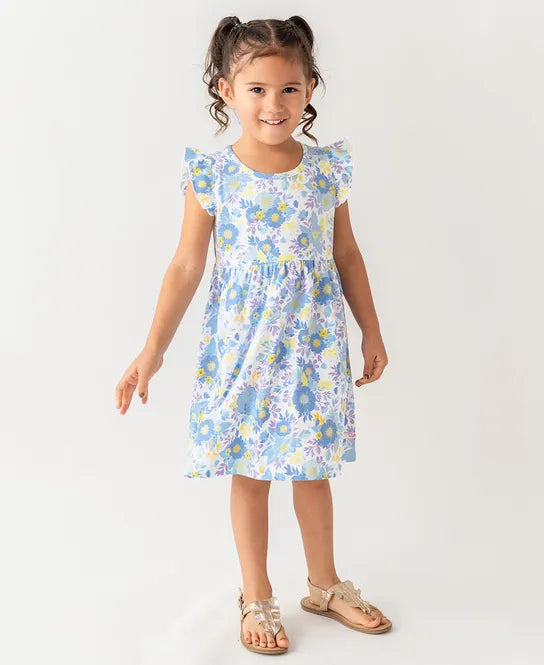 Flutter Knit Dress in Pristine Blooms  - Doodlebug's Children's Boutique
