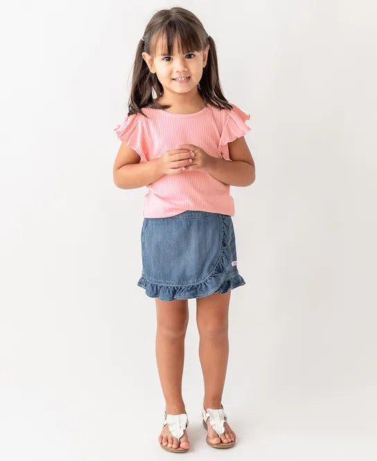 Butterfly Sleeve Top in Pink  - Doodlebug's Children's Boutique